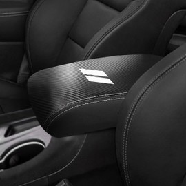 YOSRTER for Dodge Durango Accessories 2021 2022 2023 2024 2025 2026 Center Console Armrest Cover Interior Box Anti-Scratch Leather Central Armrest Decoration (Carbon Fiber White)