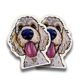 Golden Doodle Sticker-set of two, Cute Doodle Vinyl Sticker, Golden Doodle Sticker for Car or Laptop
