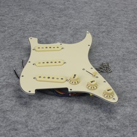 FLEOR Alnico 5 Pre-Wired Strat Pickguard 3 Single Coil Pick-Up Electric Guitar Pickguard - Cream