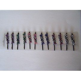 FASHION JEWELRY HAIR ACCESSORIES 12 pc Crystal BobbyPin Style Hair Pins 6 Sets Sparkling Hair Jewelry 2 1/4" long
