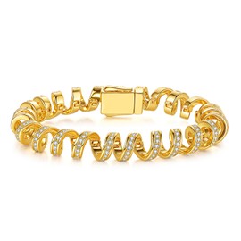 SERYNOW 18K Gold Plated Twisted Chain Bracelet for Women, Twist Design with Sparkling Cubic Zirconia, Elegant Statement Jewelry Gift for Her