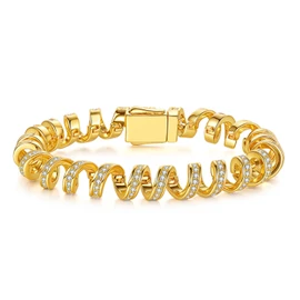 SERYNOW 18K Gold Plated Twisted Chain Bracelet for Women, Twist Design with Sparkling Cubic Zirconia, Elegant Statement Jewelry Gift for Her
