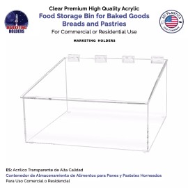 Marketing Holders Bread Bin Clear Acrylic Pastry Bin with Lid on Top Countertop 10" x 11" x 6"