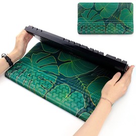 TISHLED Keyboard Stand with Wrist Rest, Comfy Ergonomic Keyboard Cushioned Riser Holder with Wrist Pad Non-Slip Silicone Base for Gaming Office Home, 17.1 x 9.6 x 1.0 inches, Monstera Green