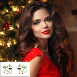 mdgfge 10 Pairs Christmas Temporary Tattoo Stickers for Face and Eyes, Colorful Santa Claus Christmas Tree Snowman Snowflake Christmas Decoration for Xmas Party Women Makeup Accessories
