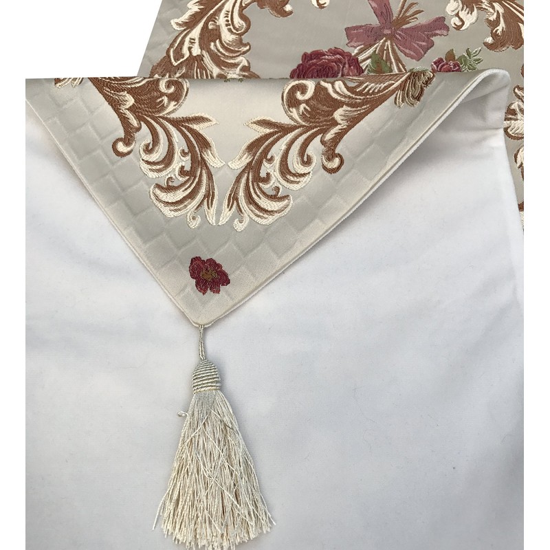 MAGILONA Home Tablecover Decorative Luxurious Cotton Linen Embroidered 3D Floral