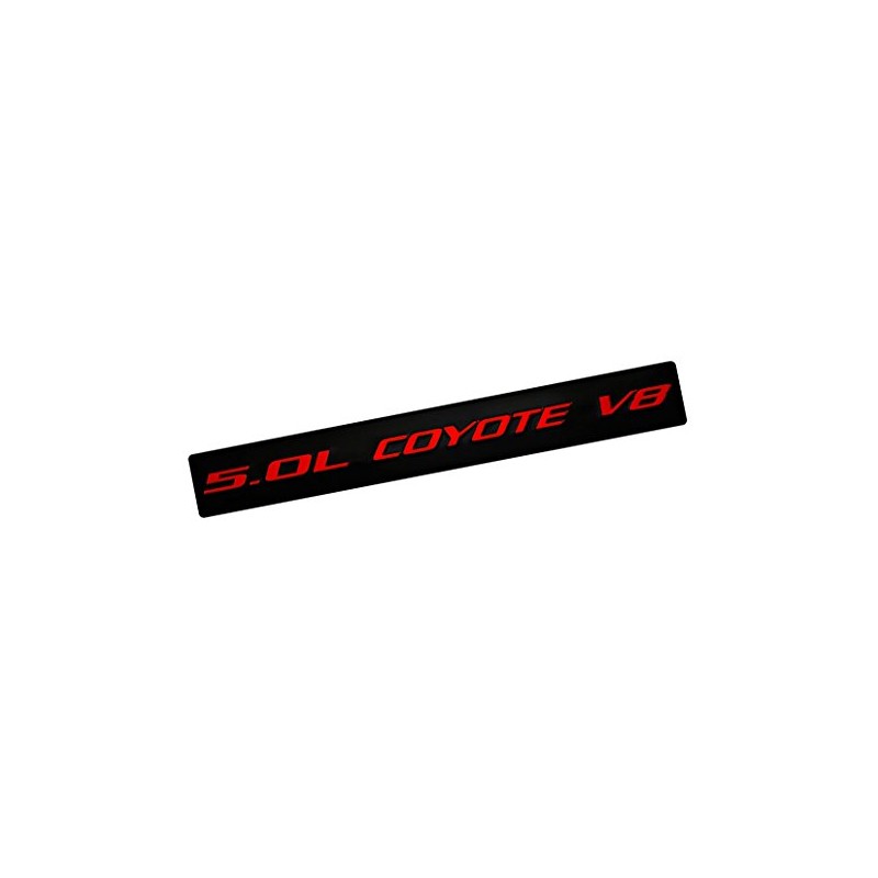 5.0L Coyote V8 RED on Black Highly Polished Real Aluminum