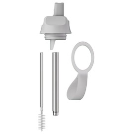 Chilly's Series 2 Sports Flip Lid with Telescopic Straw and Nylon Carry Loop - Easy Flip Lid, Straw Cleaning Brush Included - Accessory Series 2 Water Bottles - Granite Grey