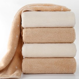 GRNBOTCASA 100% Organic Cotton Face Towel,Face Washer,2-Pack,Couple Towel.34 * 76CM. (White&Brown)