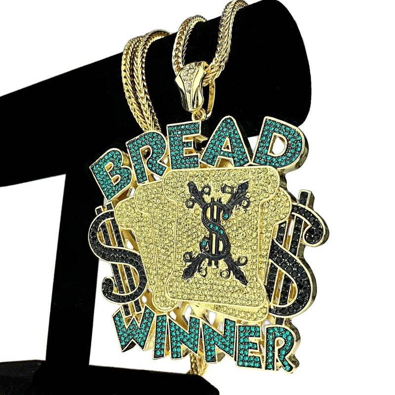 Cartel Huge Bread Winner Pendant Chain Iced Custom Style Cash