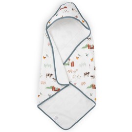 Little Unicorn Premium Muslin & Terry Hooded Towel, 30x30 in, Farmyard