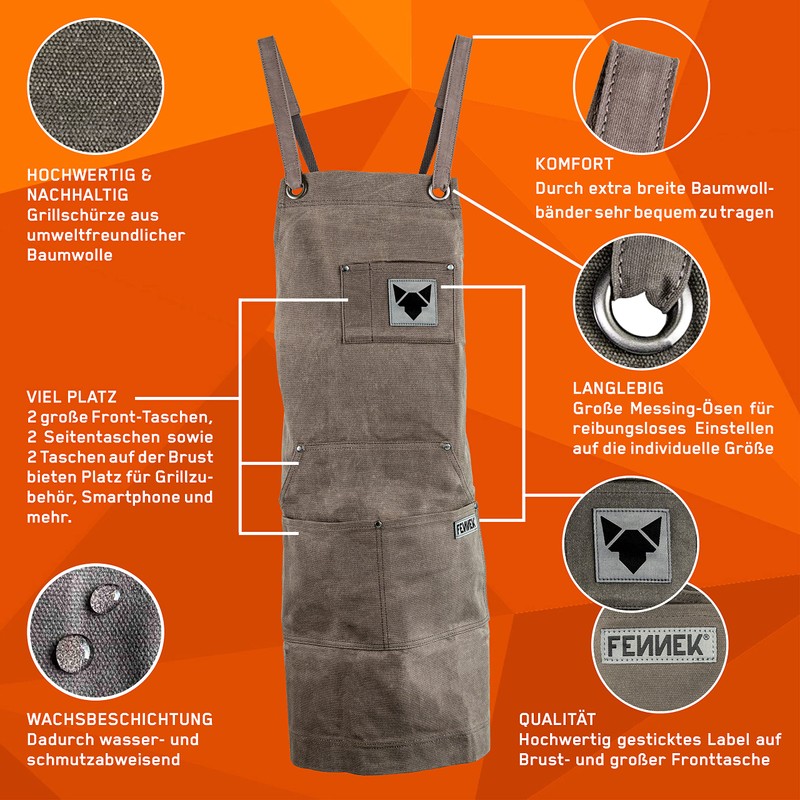 FENNEK BBQ Apron | High Quality | With Wax Coating