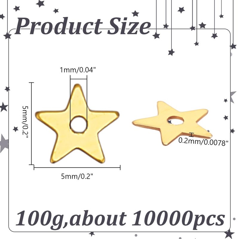 HOBBIESAY About 10000Pcs Gold Star Sequins Mini Hollow Star Sequins