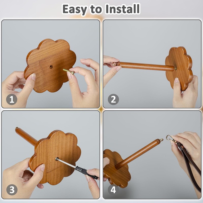 MiiMoo Portable Yarn Holder - Wooden Yarn Spool Holder with