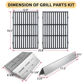 Genesis 7524 Grates 65505 Heat Deflectors 7620 Flavorizer Bars Grill Replacement Parts for Weber Genesis Parts 300 Series with Front Control Knob 7621 E-310 E-320 E-330 S-310 S320 S-330 EP-310 EP-320