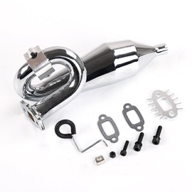 FLMLF CNC Metal Clamp Exhaust Tuned Pipe of 23CC-36CC Engine for 1/5 HPI ROFUN BAHA King Motor ROVAN BAJA SS 5B 5T 5SC Rc Parts (Silver)
