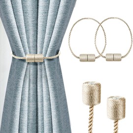 Starke magnetische Vorhang-Raffhalter, Vorhangbinder für Zuhause, Schlafzimmer, Büro, dekorativer Vorhang (2, Beige)