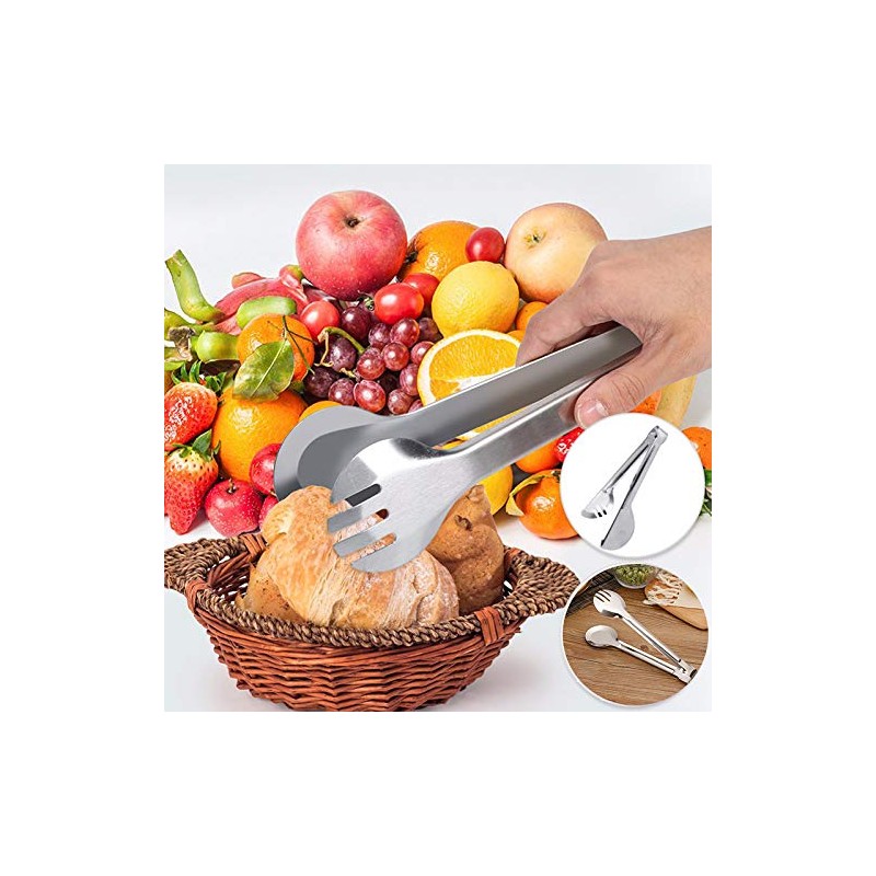 TF 9.5'' Stainless Steel Food Tongs, Silver, 6.5 x 24