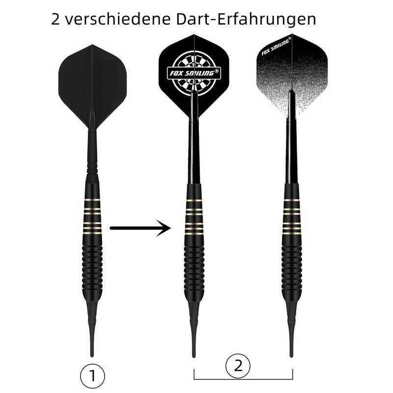 FOX SMILING Darts with Plastic Tip, Pack of 3, 22