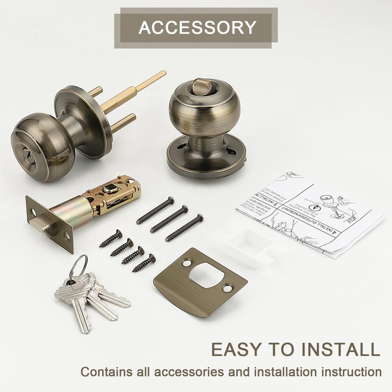 Probrico 4 Pack Entrance Door Knobs Exterior Door Lock with