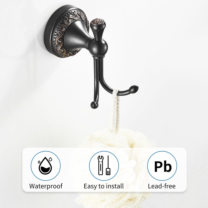 PEONYBATH Antique Bronze Brass Bath Towel Hooks, Wall Mounted Bathroom