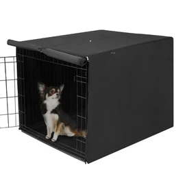 Deblue Heavy-Duty Dog Crate Cover, Privacy Pet Kennel Cover Universal Fits for 24 Inches Wire Cage, Polyester Crate Cover Fit for 1 2 3 Doors Crate (Tan)