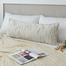 LIGICKY Boho Long Lumbar Pillow Covers 14x36Inch Black and White Pillowcase Decorative Chenille Pillow Cover Rectangle Pillow Sham for Couch Sofa Bed Car