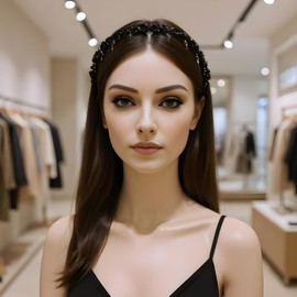 Claw Headband - Wavy Rhinestone Hairband with Teeth Hoop - Non-Slip Head Bands for Women Girls Brides Dancers Birthday Wedding Party Travel Yoga Gym Running