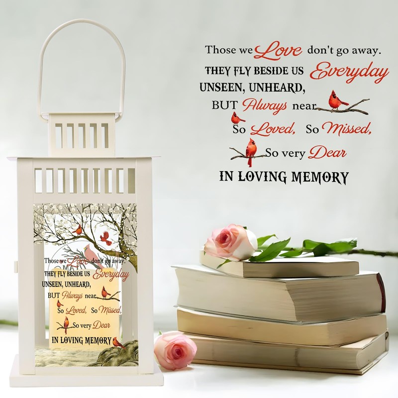 Memorial Lantern Sympathy Gift with Flickering LED Candle - Thoughtful