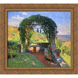 The Pergola 22x20 Gold Ornate Wood Framed Canvas Art by Henri Martin