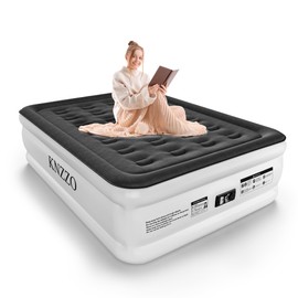KNZZO Full Air Mattress with Built-in Pump, 18" Top Inflatable Mattress with Waterproof Flocking Fabric, Three-Minute Quick-Inflatable Bed. Portable Blow Up Mattress for Home, Outdoor and Guests