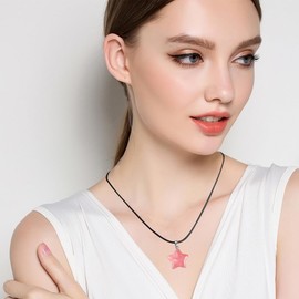 Crystal Necklaces Stars Shaped Stone Pendants, 10 Pieces Natural Assorted Color Healing Crystals Necklace with Leather Necklace Cord Necklace Charms for Jewellery Making