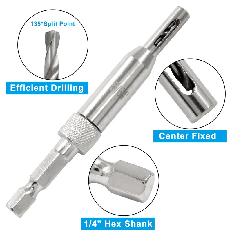 Unlorspy 4Pcs Versatile Sizes HSS Self Centering Drill Bit Set,1/4"