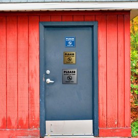 Square Please Do Not Sit Here Thank You Door or Wall Sign | Public Signage (Black Gold) - Large