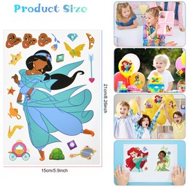 OSDUE 32 PCS Make a Face Sticker Sheets, Princess DIY Stickers for Kids Crafts, Make Your Own Stickers Mix and Match Sticker Sheets for Birthday Party Decorations Party Supplies (Princess-32 Sheets)