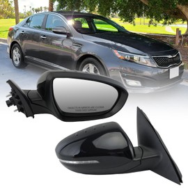 MOFOAP Passenger Side Mirror Compatible with 2014 2015 Kia Optima Mirrors with Heated,Turn Signal Light,Power Glass,Manual Folding,Replace KI1321175 Black (6 Pins)