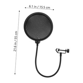 Kisangel Metal Microphone Filter Durable Windproof Mic Cover with Clip Practical Round Microphone Mask Shield for Noise Reduction and Sound Clarity Black