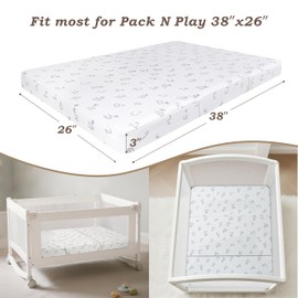 voomf Trifold Pack and Play Mattress, 38"x26" Memory Foam Dual-Sided Pack N Play Mattresses for Baby Toddler, Foldable Portable Travel Crib Mattress for Pack N Play, Alphabet