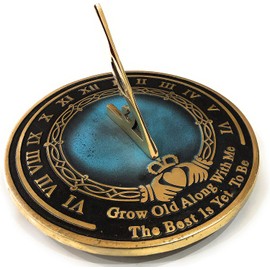 REDSKY TRADER Brass Sundial Grow Old with Me 10 inches Gift Idea for Parents, Grandparents, Friends, Couples, Sundial Gift, Garden Or Home Decor