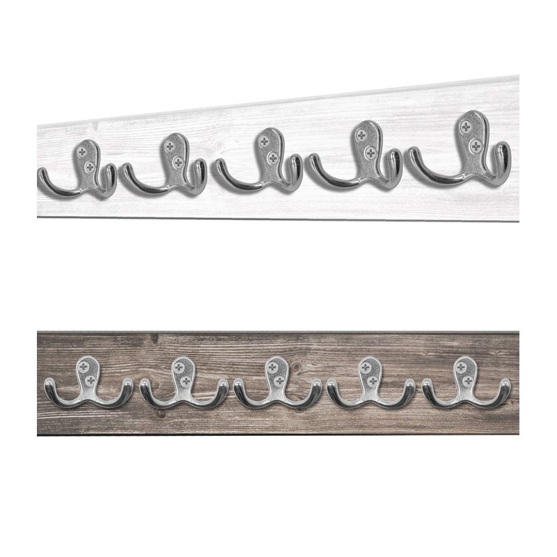 Fuxxer® 5 x Classic Double Hooks, Wardrobe Hooks, 70 x