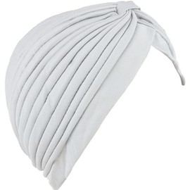 Lizzy Ladies Turban | Indian Style Satin Head Wrap, Fancy Dress, Bandana or Chemo & Hair Loss Stylish and Fashionable Ethnic Fashion Enthusiasts (White)