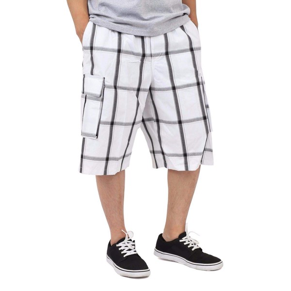 Shaka Wear Men's Cargo Shorts – Casual Plaid Relaxed Loose