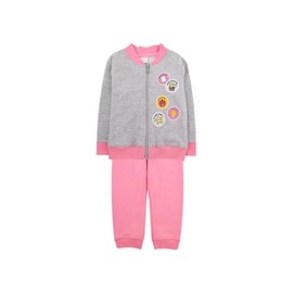 Baby Creysi Set de Sudadera con Cierre y Pantalón Diseño de Parches para Niñas, 8 Años, Gris/Rosa