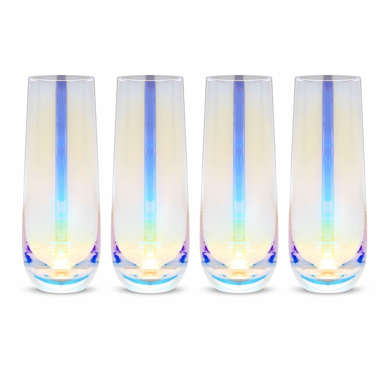 Sparkle and Bash Iridescent Stemless Champagne Flutes & Mimosa Glasses,