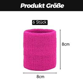 VIKY Pack of 6 Sweatband Wrists, Sweatband Wrist Sports, Wrist Bandages, Cotton Sweatband Wrist Wide Fitness Arm Sweatband for Football Basketball Tennis Gymnastics