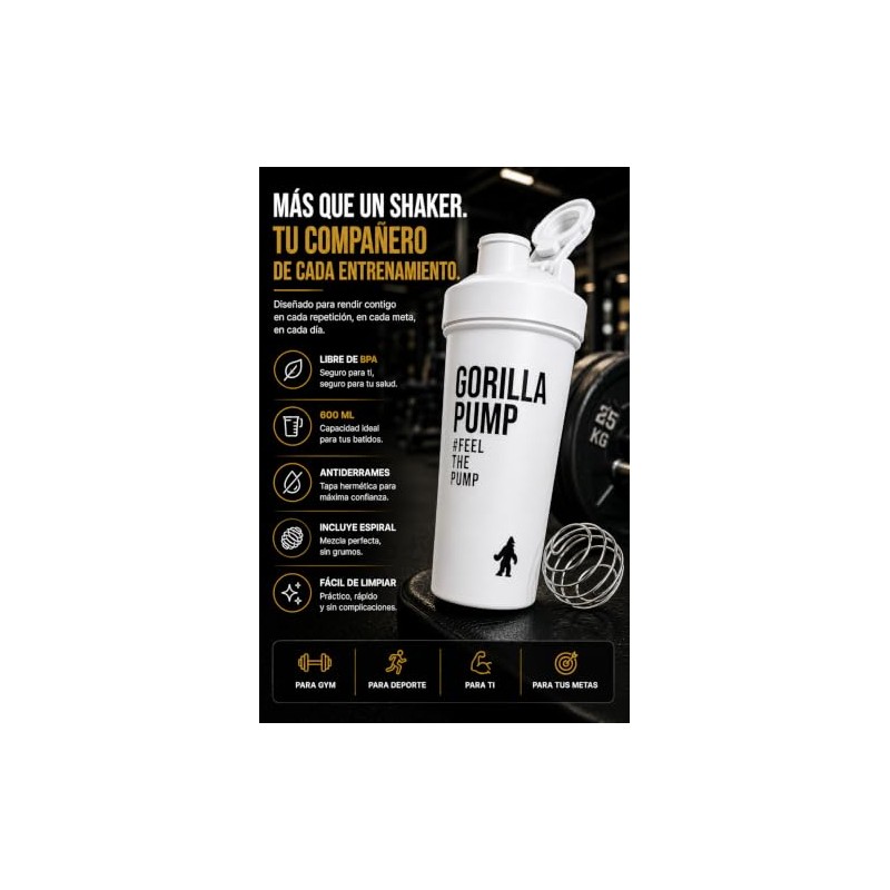 Shaker Plástico 20oz 591ml Botella Mezcladora Deportiva Con Tapa Segura