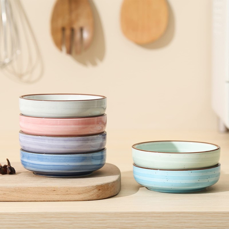 Selamica Ceramic 2.5 OZ Soy Sauce Dishes Set of 6,