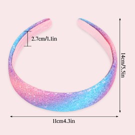 AMCAMI Glitter Headband for Girls Rainbow Sparkly Headband for Little Girl Cute Birthday Head Band Hair Bands for Little Girls Hair Accessories