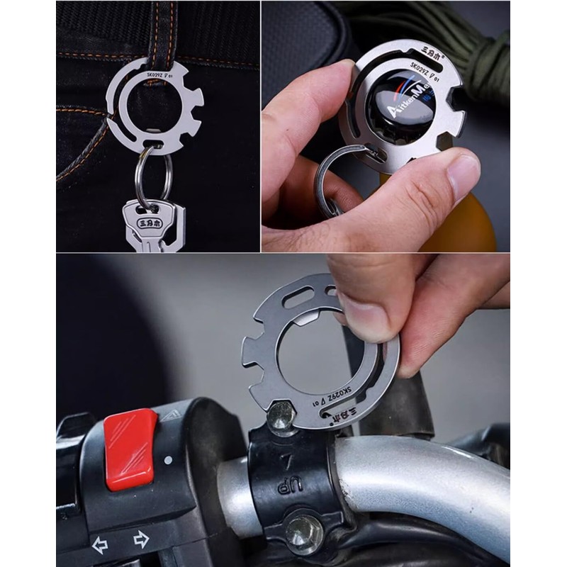 Sanrenmu Keychain EDC Multi Tools Kit with 5/6/8MM Wrench Bottle