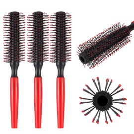 umorismo 3 Packs Round Brush Round Hair Brush, Plastic Handle Styling Brush Blow Dry Brush Anti Static Roller Hairbrush for Men Women Straightening and Curling, Wet and Dry Hair(Black)